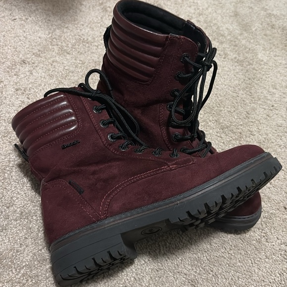 Bench - Ladies Burgundy Lace Up Combat Boots - Picture 6 of 6